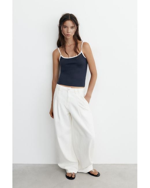 Pull&Bear Blue Thin Strap Top