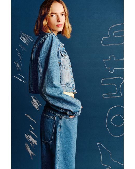 Pull&Bear Cropped Spijkerjack in het Blue