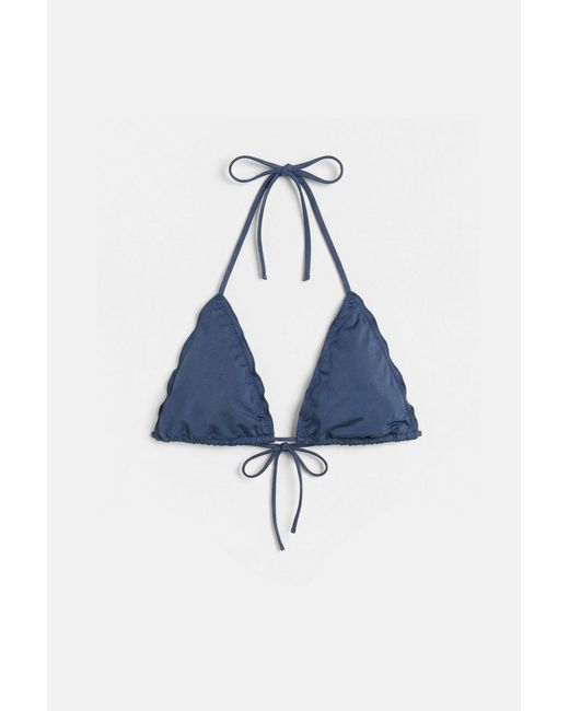 Pull&Bear Blue Ruffled Triangle Bikini Top