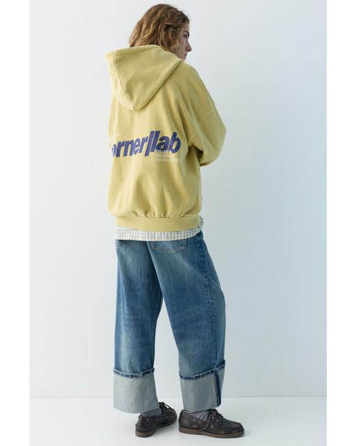 Pull&Bear Green Graphic Hoodie