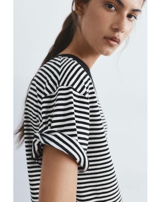 Pull&Bear Blue Asymmetric Short Sleeve T-Shirt