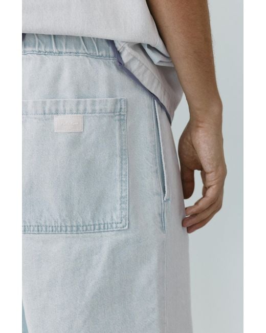 Pull&Bear Blue Relaxed Denim Bermuda Shorts for men