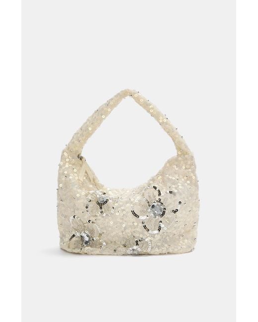 Pull&Bear White Sequinned Shoulder Bag