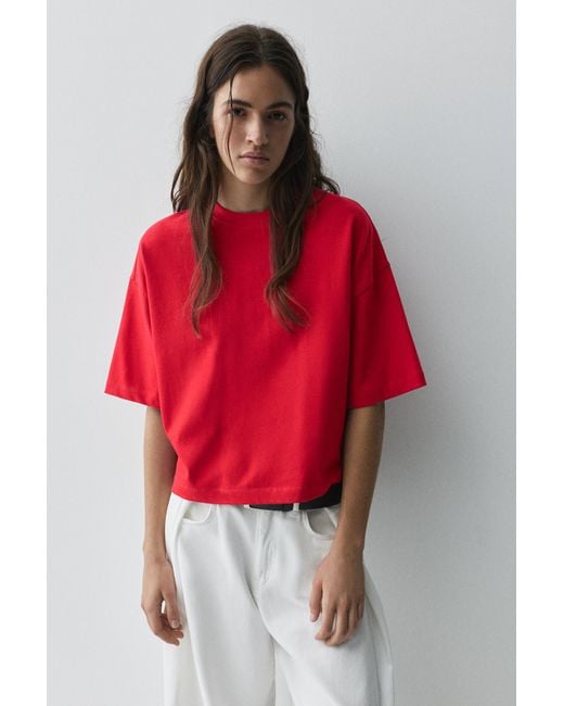 Pull&Bear Red Boxy Fit Short Sleeve T-Shirt