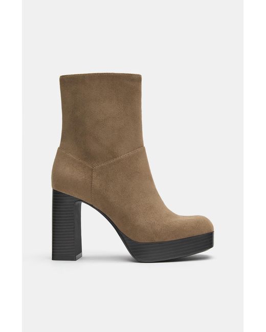 Pull&Bear Blue Platform High-Heel Ankle Boots