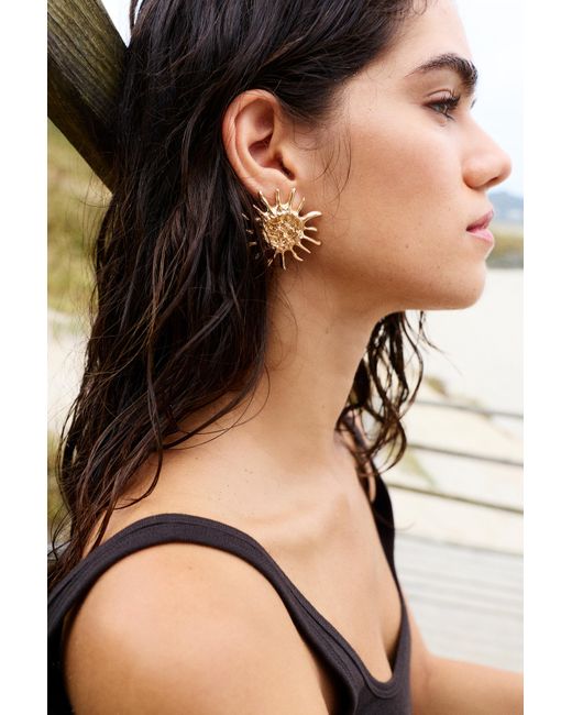 Pull&Bear Metallic Sun Earrings