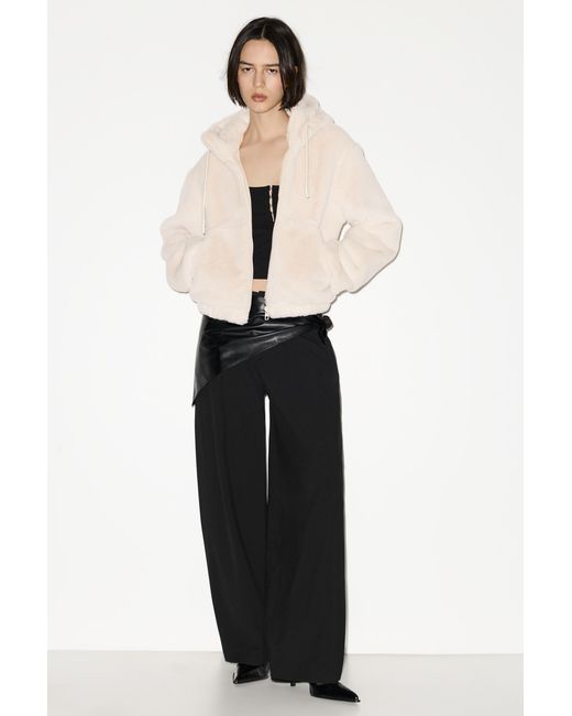 Pull&Bear Brown Faux Fur Hooded Jacket