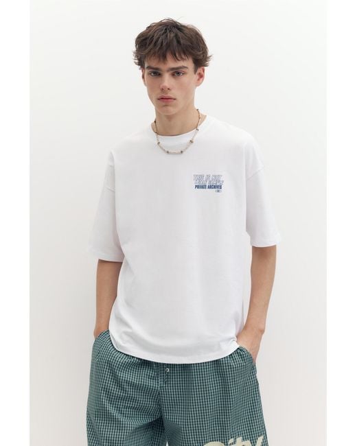 Pull&Bear Blue Stwd Private Archives Graphic T-Shirt for men