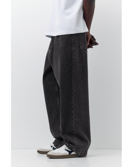 Pull&Bear Black Relaxed Fit Baggy Jeans for men