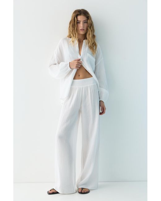 Pull&Bear Blue Flowing Chiffon Effect Trousers