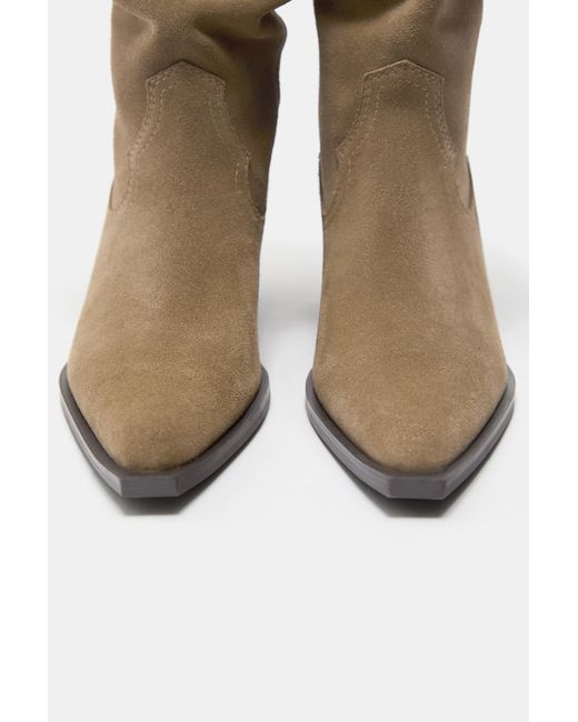 Pull&Bear Blue Cowboy Leather Boots