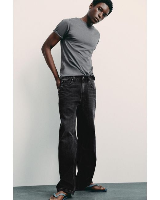 Pull&Bear Black Baggy Jeans for men