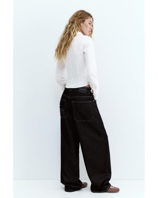 Pull&Bear White Fitted Poplin Shirt With Pleats