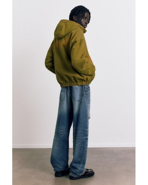 Pull&Bear Blue Hooded Jacket With Faded Detail for men