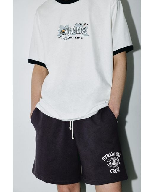 Pull&Bear White One Piece Bermuda Joggers for men