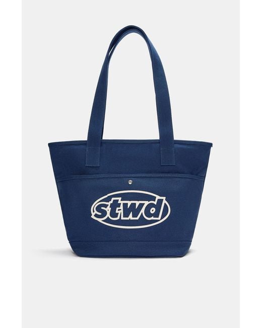 Pull&Bear Blue Stwd Canvas Shopper Bag for men