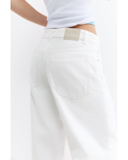 Pull&Bear White Mid-Rise Baggy Jeans