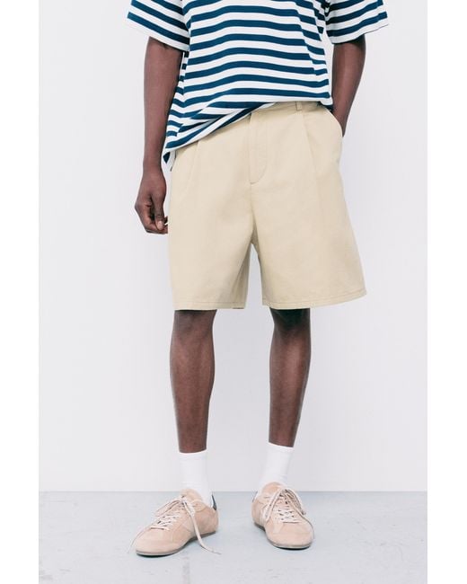 Pull&Bear Gray Darted Bermuda Shorts for men