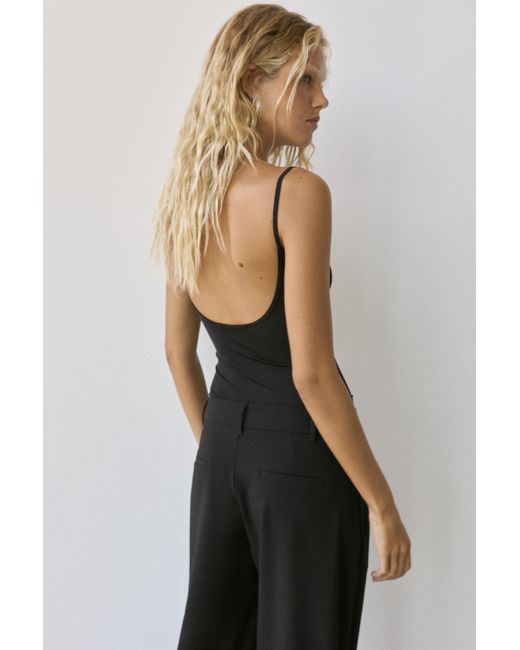 Pull&Bear Black Polyamide Bodysuit With Thin Straps