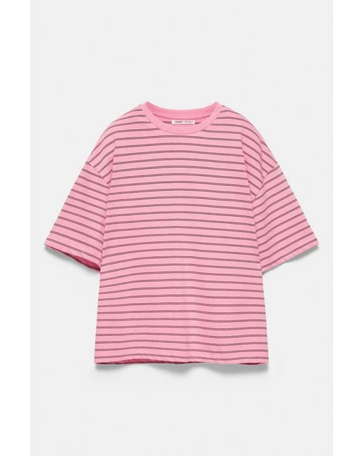 Pull&Bear Red Oversize Short Sleeve T-Shirt