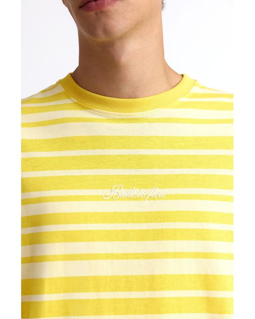 Pull&Bear Yellow Relaxed Striped T-Shirt for men