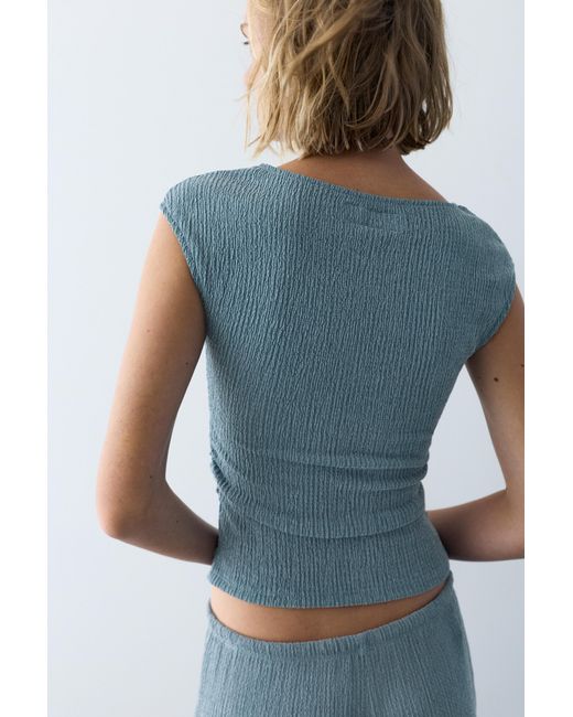 Pull&Bear Blue Crepe Top