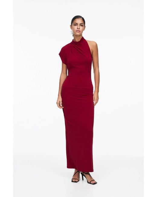 Pull&Bear Red Asymmetric Midi Dress