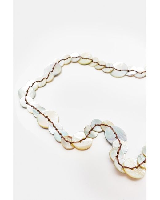 Pull&Bear Natural Mother-Of-Pearl-Effect Button Belt