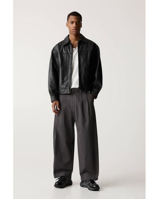 Pull&Bear Black P&B Label Slouchy Trousers for men