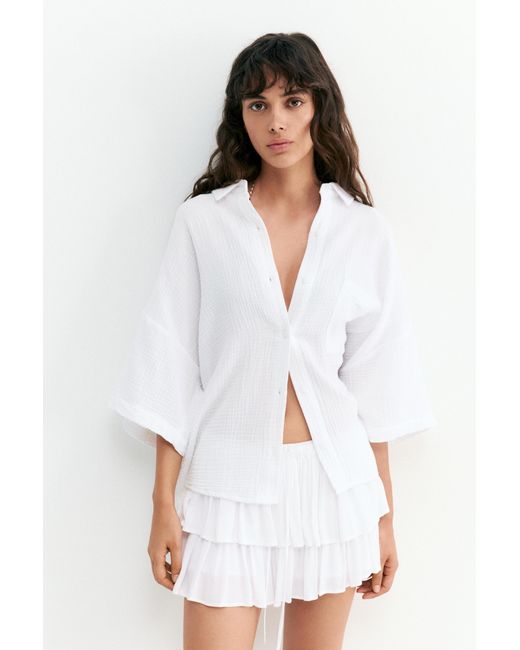 Pull&Bear White Ruffled Skort