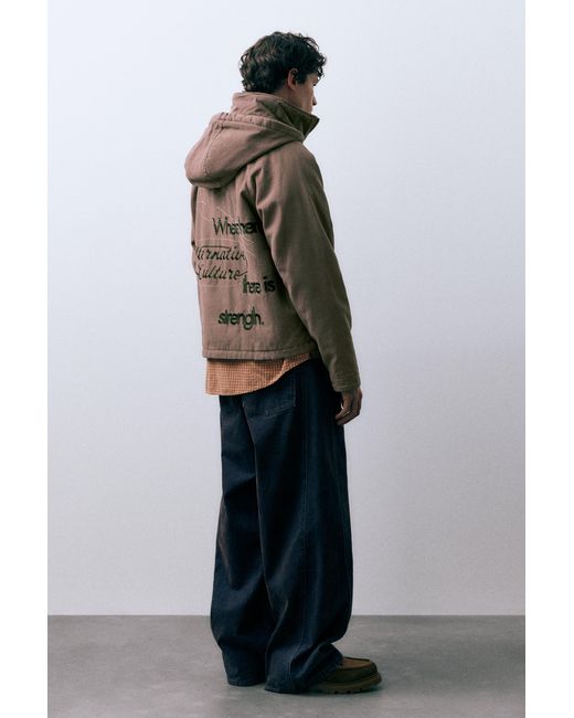 Pull&Bear Multicolor Worker Jacket With Embroidered Back for men