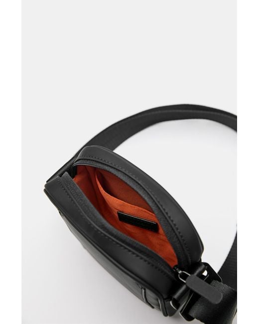 Pull&Bear Black Rubberised Crossbody Bag for men