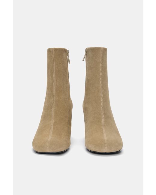 Pull&Bear White Leather High-Heel Ankle Boots