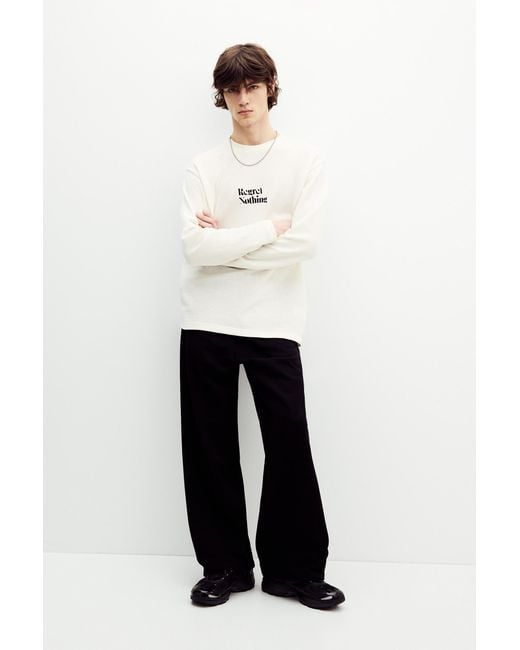 Pull&Bear White Regret Nothing Sweatshirt for men