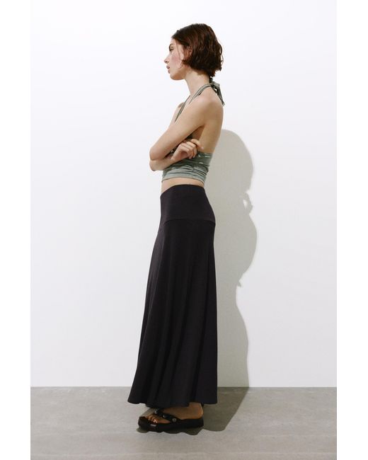 Pull&Bear Black Flared Midi Skirt