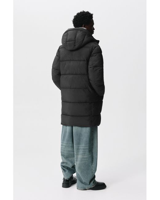 Pull&Bear Lang Gewatteerd Jack in het Black voor heren