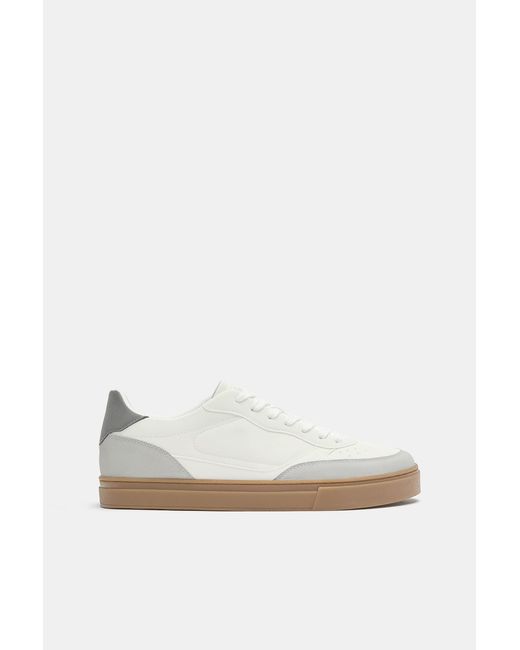 Pull&Bear White Casual Trainers With Detail for men