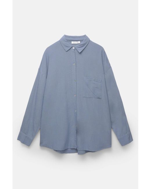 Pull&Bear Blue Rustikales Oversize-Hemd