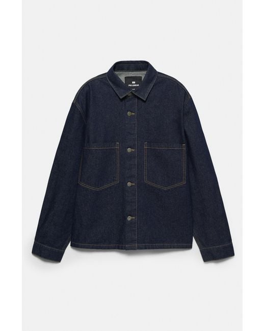 Pull&Bear Denim Overhemd Met Zakken in het Blue voor heren