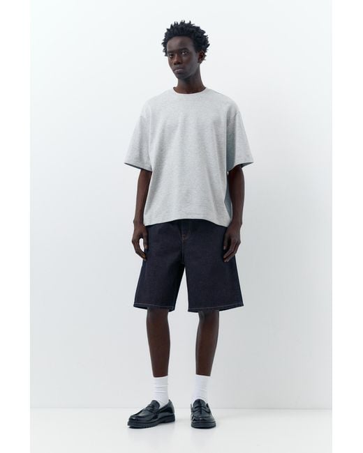 Pull&Bear Blue Baggy Relaxed Fit Denim Bermuda Shorts for men