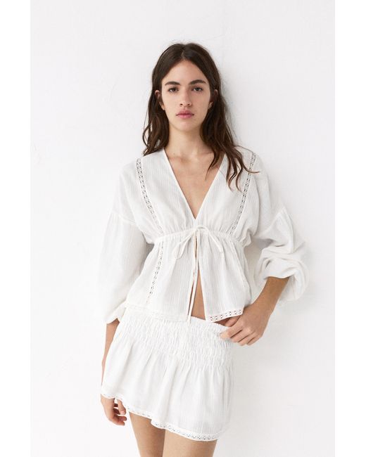 Pull&Bear Green Ruffled Skort