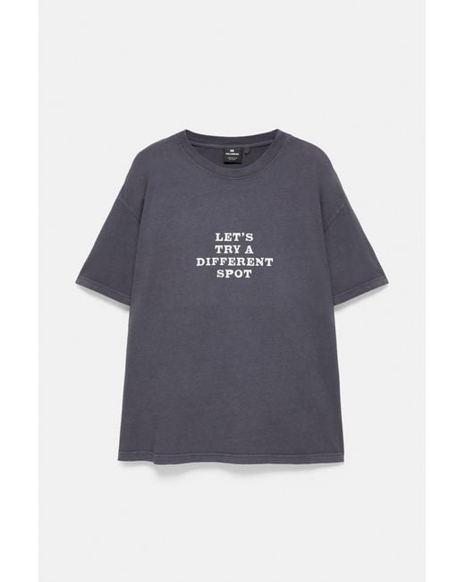 Pull&Bear Blue Diving Graphic T-Shirt for men