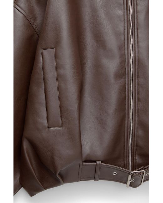 Pull&Bear Ballonjack Met Leereffect in het Black