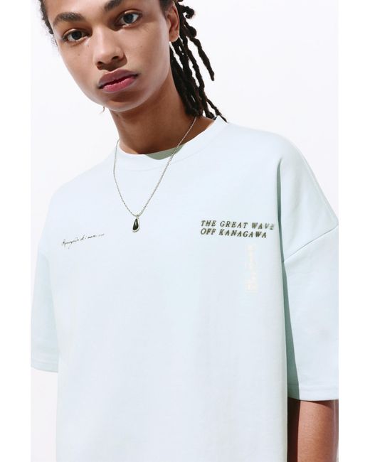 Pull&Bear White Short Sleeve Hokusai T-Shirt for men