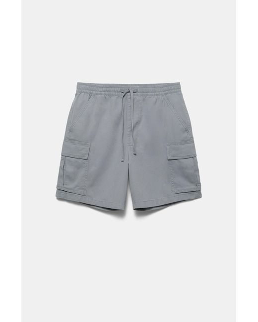 Pull&Bear Gray Cargo Bermuda Shorts for men