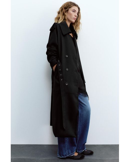 Pull&Bear Blue Long Trench Coat