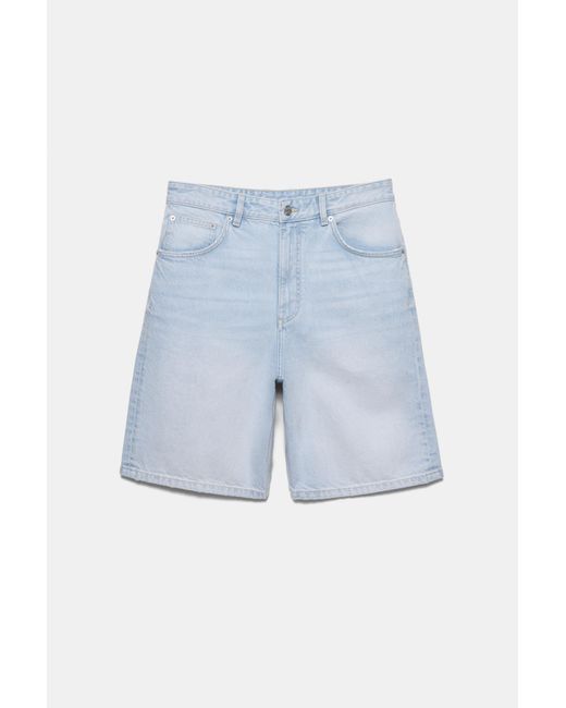 Pull&Bear Blue Baggy Denim Bermuda Shorts for men