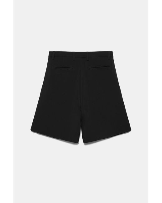 Pull&Bear Black Smart Bermuda Shorts With Pleats for men