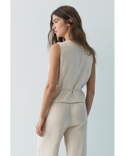 Pull&Bear Natural Linen Blend Wrap Vest