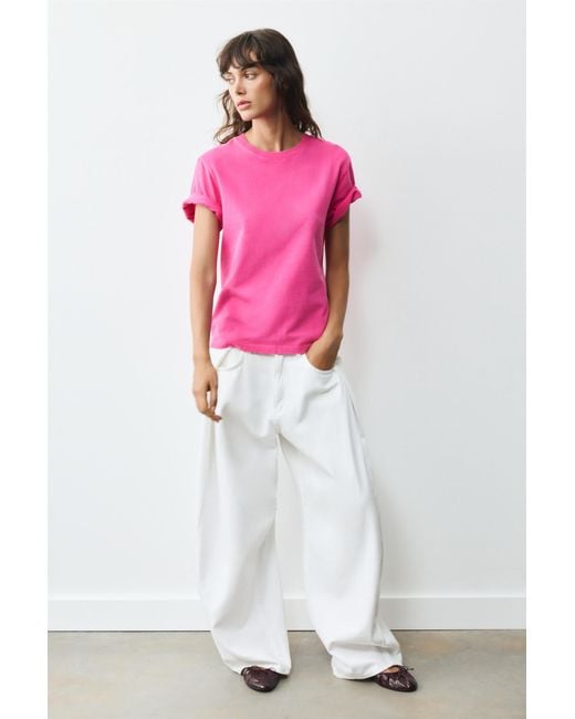 Pull&Bear Pink Short Sleeve T-Shirt 100% Cotton